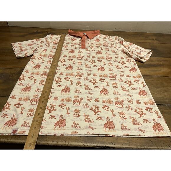 Sendero Provisions Co Polo Shirt Burnt Orange Desert Skull Horse Cactus Large - Picture 9 of 12